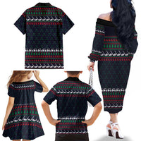 Santa Hole in One Christmas Family Matching Off The Shoulder Long Sleeve Dress and Hawaiian Shirt with Golf Clubs and Festive Pattern - Wonder Print Shop