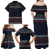 Santa Hole in One Christmas Family Matching Off Shoulder Maxi Dress and Hawaiian Shirt with Golf Clubs and Festive Pattern - Wonder Print Shop