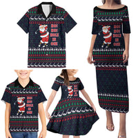 Santa Hole in One Christmas Family Matching Puletasi and Hawaiian Shirt with Golf Clubs and Festive Pattern - Wonder Print Shop