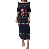 Santa Hole in One Christmas Family Matching Puletasi and Hawaiian Shirt with Golf Clubs and Festive Pattern - Wonder Print Shop