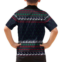 Santa Hole in One Christmas Family Matching Short Sleeve Bodycon Dress and Hawaiian Shirt with Golf Clubs and Festive Pattern - Wonder Print Shop