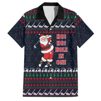 Santa Hole in One Christmas Family Matching Short Sleeve Bodycon Dress and Hawaiian Shirt with Golf Clubs and Festive Pattern - Wonder Print Shop