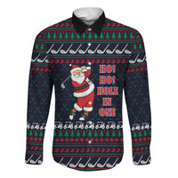Santa Hole in One Christmas Family Matching Short Sleeve Bodycon Dress and Hawaiian Shirt with Golf Clubs and Festive Pattern - Wonder Print Shop