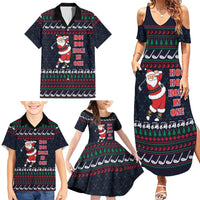 Santa Hole in One Christmas Family Matching Summer Maxi Dress and Hawaiian Shirt with Golf Clubs and Festive Pattern - Wonder Print Shop