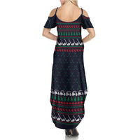 Santa Hole in One Christmas Family Matching Summer Maxi Dress and Hawaiian Shirt with Golf Clubs and Festive Pattern - Wonder Print Shop