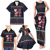 Santa Hole in One Christmas Family Matching Tank Maxi Dress and Hawaiian Shirt with Golf Clubs and Festive Pattern - Wonder Print Shop