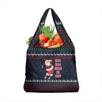 Santa Hole in One Christmas Grocery Bag with Golf Clubs and Festive Pattern - Wonder Print Shop