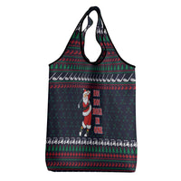 Santa Hole in One Christmas Grocery Bag with Golf Clubs and Festive Pattern - Wonder Print Shop