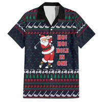 Santa Hole in One Christmas Hawaiian Shirt with Golf Clubs and Festive Pattern - Wonder Print Shop
