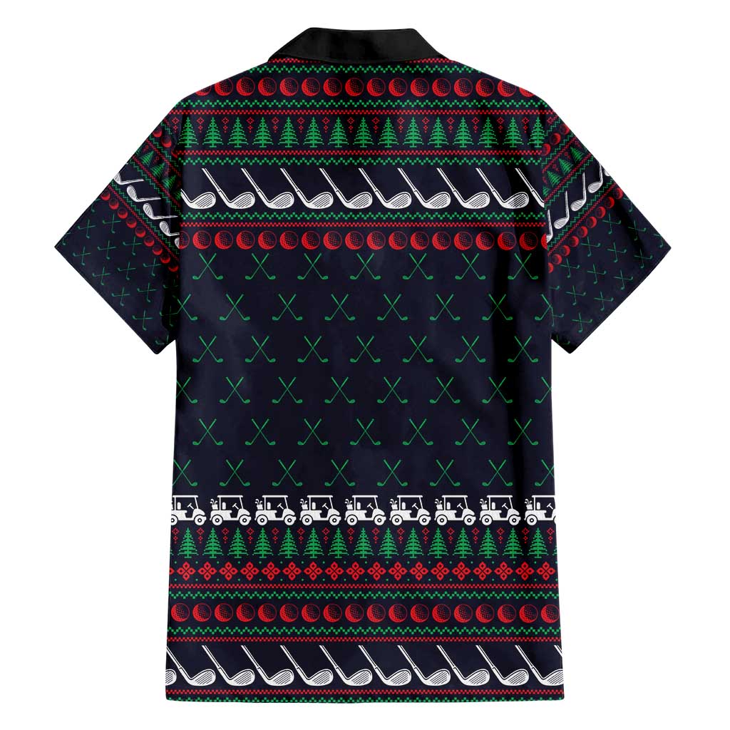 Santa Hole in One Christmas Hawaiian Shirt with Golf Clubs and Festive Pattern - Wonder Print Shop
