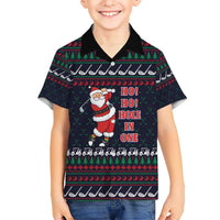 Santa Hole in One Christmas Hawaiian Shirt with Golf Clubs and Festive Pattern - Wonder Print Shop
