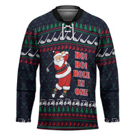 Santa Hole in One Christmas Hockey Jersey with Golf Clubs and Festive Pattern - Wonder Print Shop