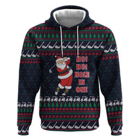 Santa Hole in One Christmas Hoodie with Golf Clubs and Festive Pattern - Wonder Print Shop