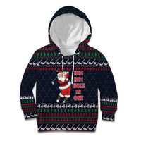Santa Hole in One Christmas Kid Hoodie with Golf Clubs and Festive Pattern - Wonder Print Shop
