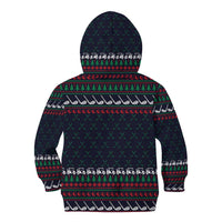 Santa Hole in One Christmas Kid Hoodie with Golf Clubs and Festive Pattern - Wonder Print Shop