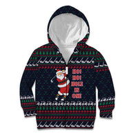 Santa Hole in One Christmas Kid Hoodie with Golf Clubs and Festive Pattern - Wonder Print Shop