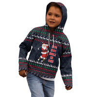 Santa Hole in One Christmas Kid Hoodie with Golf Clubs and Festive Pattern - Wonder Print Shop