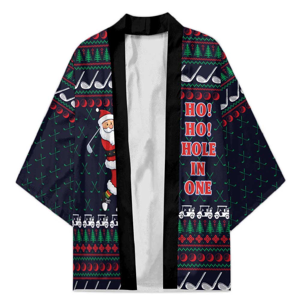 Santa Hole in One Christmas Kimono with Golf Clubs and Festive Pattern - Wonder Print Shop