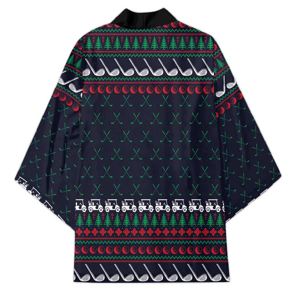 Santa Hole in One Christmas Kimono with Golf Clubs and Festive Pattern - Wonder Print Shop