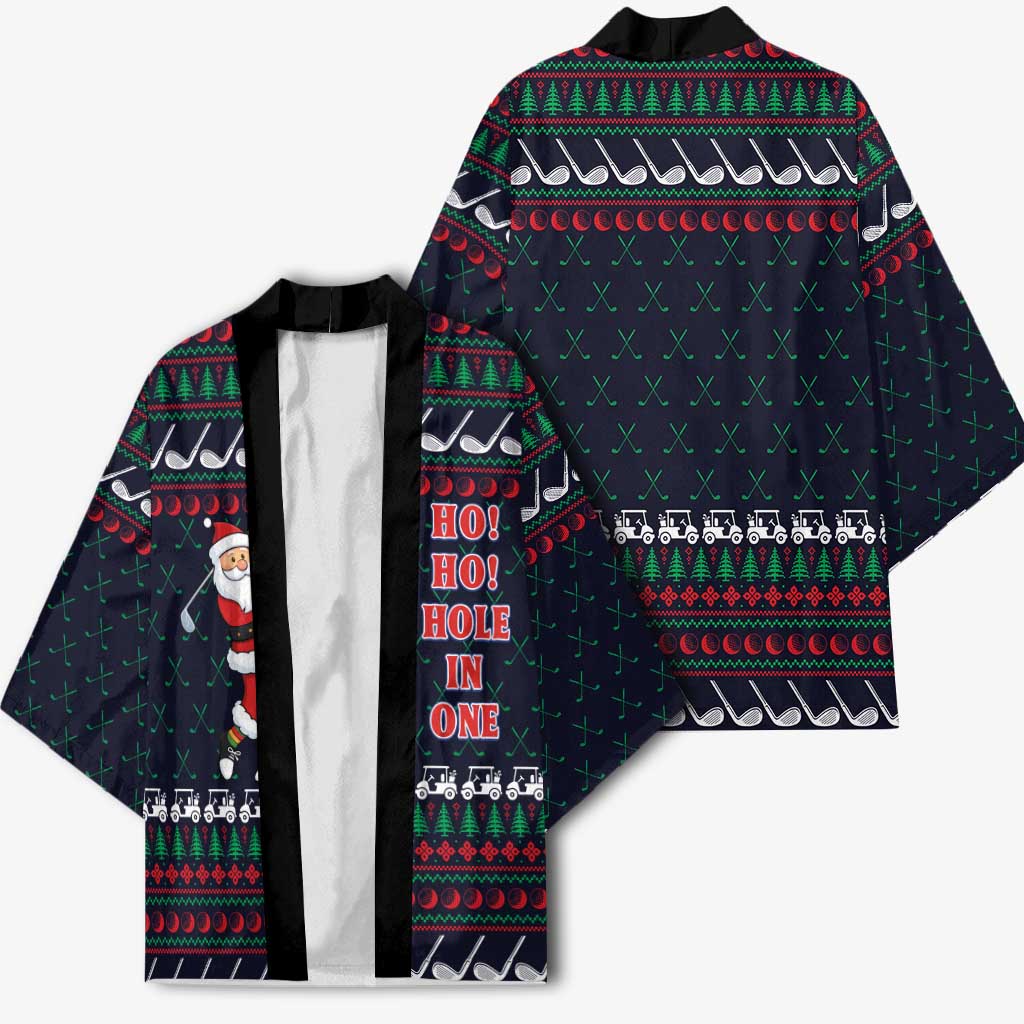 Santa Hole in One Christmas Kimono with Golf Clubs and Festive Pattern - Wonder Print Shop
