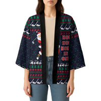 Santa Hole in One Christmas Kimono with Golf Clubs and Festive Pattern - Wonder Print Shop