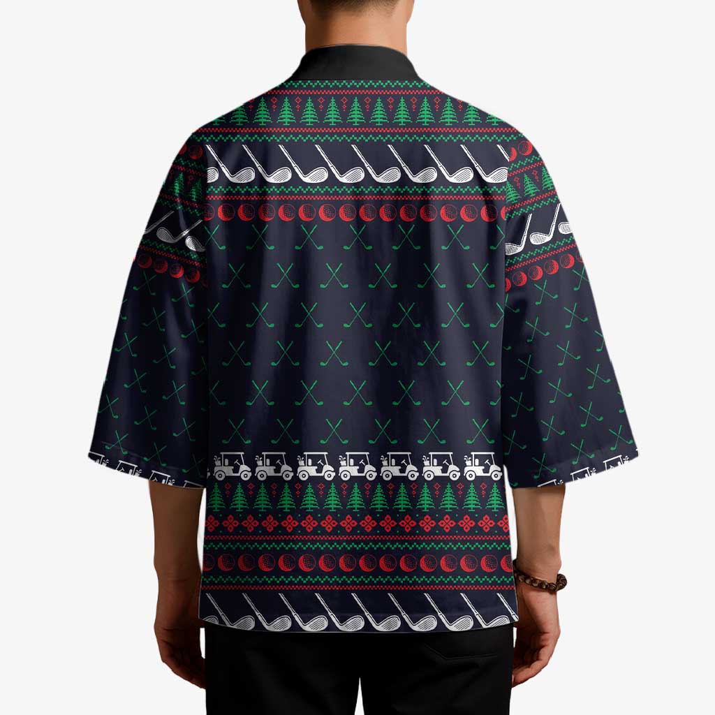 Santa Hole in One Christmas Kimono with Golf Clubs and Festive Pattern - Wonder Print Shop