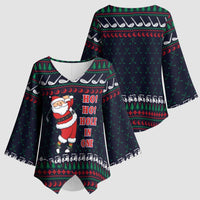 Santa Hole in One Christmas Kimono Sleeve Blouse with Golf Clubs and Festive Pattern - Wonder Print Shop