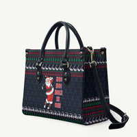 Santa Hole in One Christmas Leather Bag with Golf Clubs and Festive Pattern - Wonder Print Shop