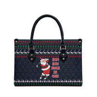 Santa Hole in One Christmas Leather Bag with Golf Clubs and Festive Pattern - Wonder Print Shop