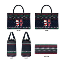 Santa Hole in One Christmas Leather Bag with Golf Clubs and Festive Pattern - Wonder Print Shop