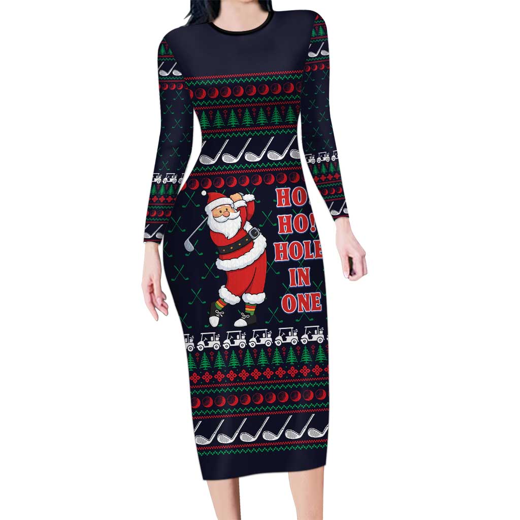 Santa Hole in One Christmas Off Shoulder Short Dress with Golf Clubs and Festive Pattern