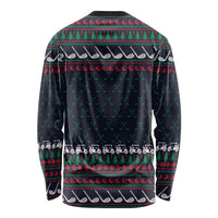 Santa Hole in One Christmas Long Sleeve Shirt with Golf Clubs and Festive Pattern - Wonder Print Shop