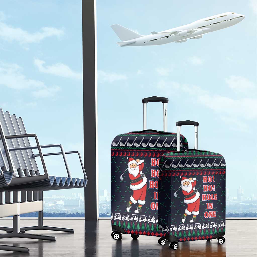 Santa Hole in One Christmas Luggage Cover with Golf Clubs and Festive Pattern - Wonder Print Shop