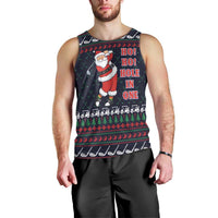 Santa Hole in One Christmas Men Tank Top with Golf Clubs and Festive Pattern - Wonder Print Shop