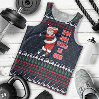 Santa Hole in One Christmas Men Tank Top with Golf Clubs and Festive Pattern - Wonder Print Shop