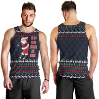Santa Hole in One Christmas Men Tank Top with Golf Clubs and Festive Pattern - Wonder Print Shop
