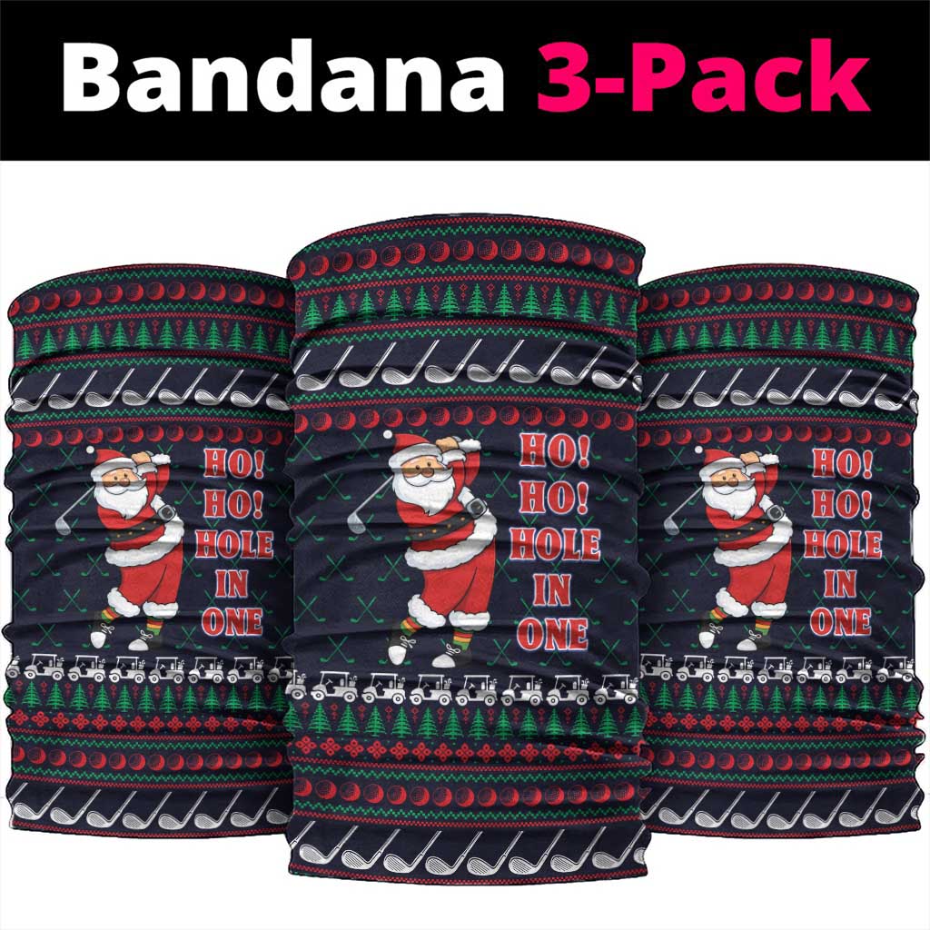 Santa Hole in One Christmas Neck Gaiter with Golf Clubs and Festive Pattern - Wonder Print Shop
