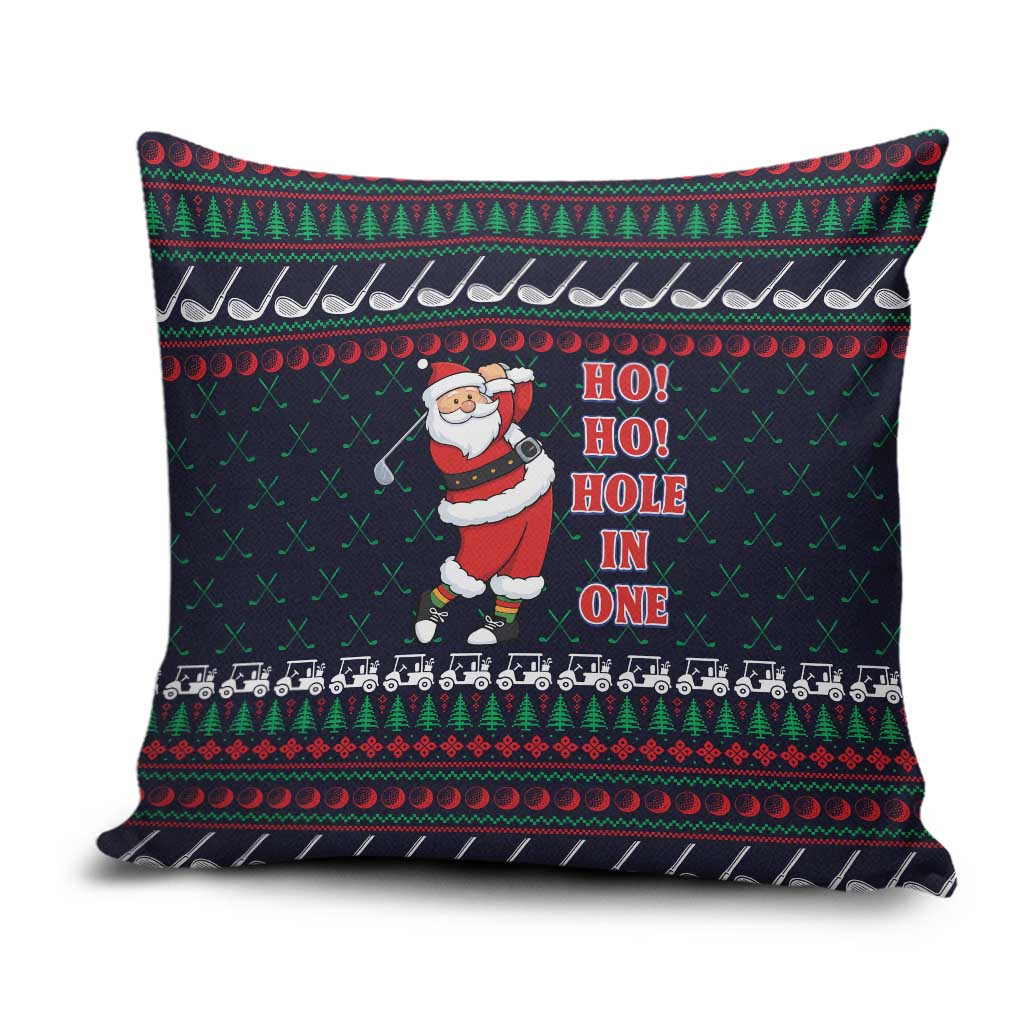 Santa Hole in One Christmas Pillow Cover with Golf Clubs and Festive Pattern - Wonder Print Shop