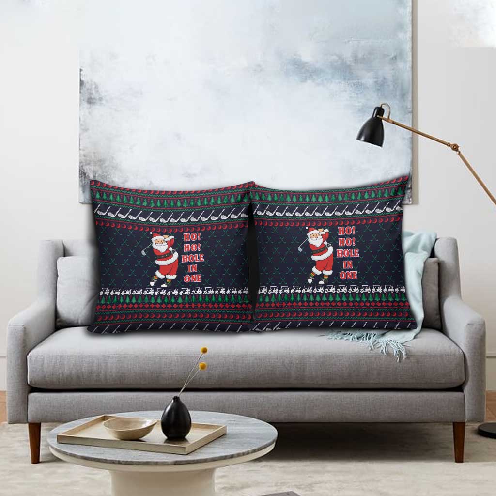 Santa Hole in One Christmas Pillow Cover with Golf Clubs and Festive Pattern - Wonder Print Shop
