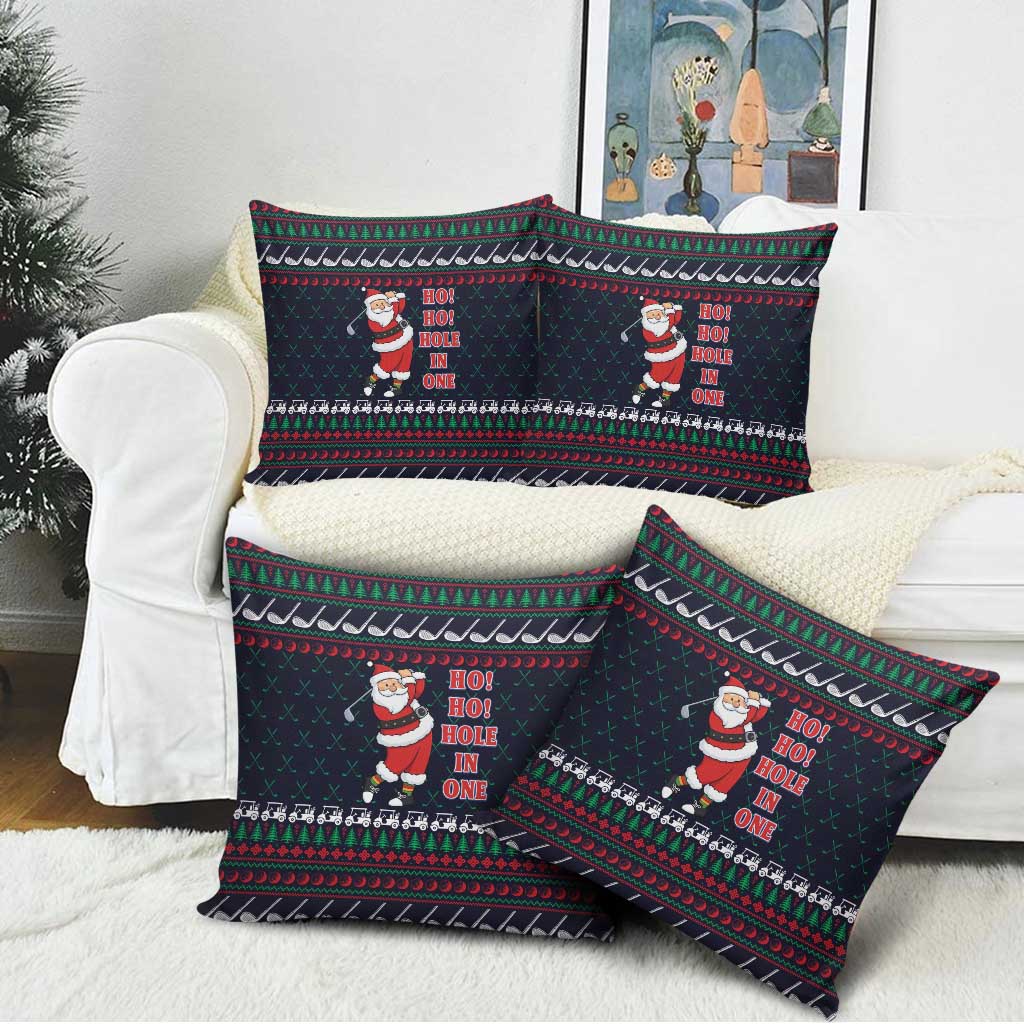 Santa Hole in One Christmas Pillow Cover with Golf Clubs and Festive Pattern - Wonder Print Shop