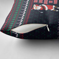 Santa Hole in One Christmas Pillow Cover with Golf Clubs and Festive Pattern - Wonder Print Shop