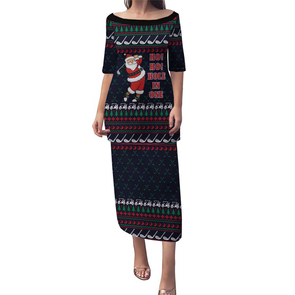 Santa Hole in One Christmas Puletasi with Golf Clubs and Festive Pattern - Wonder Print Shop