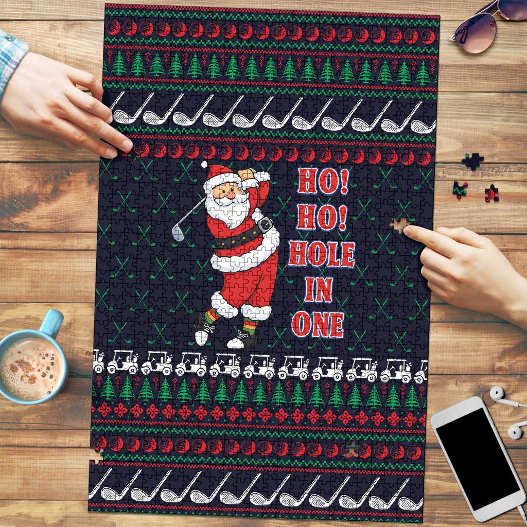 Santa Hole in One Christmas Puzzle with Golf Clubs and Festive Pattern - Wonder Print Shop