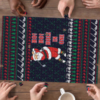 Santa Hole in One Christmas Puzzle with Golf Clubs and Festive Pattern - Wonder Print Shop