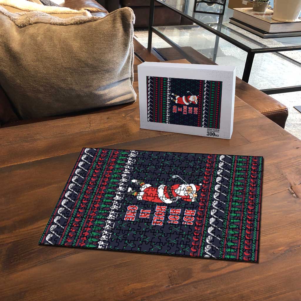 Santa Hole in One Christmas Puzzle with Golf Clubs and Festive Pattern - Wonder Print Shop