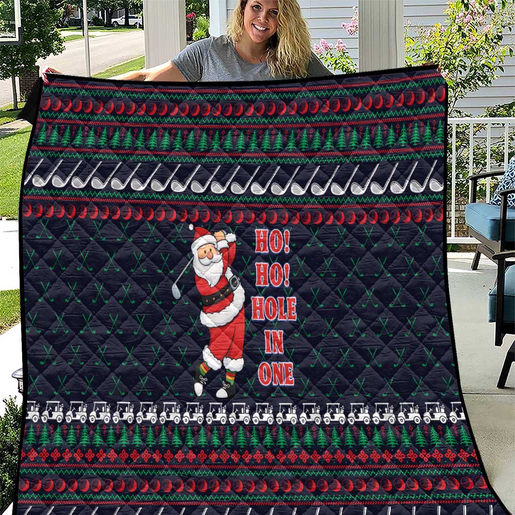 Santa Hole in One Christmas Quilt with Golf Clubs and Festive Pattern - Wonder Print Shop