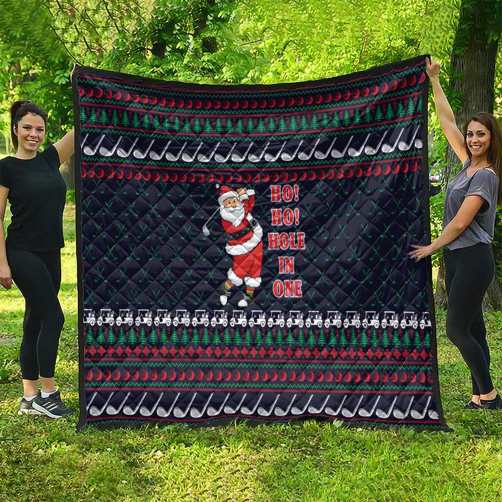 Santa Hole in One Christmas Quilt with Golf Clubs and Festive Pattern - Wonder Print Shop