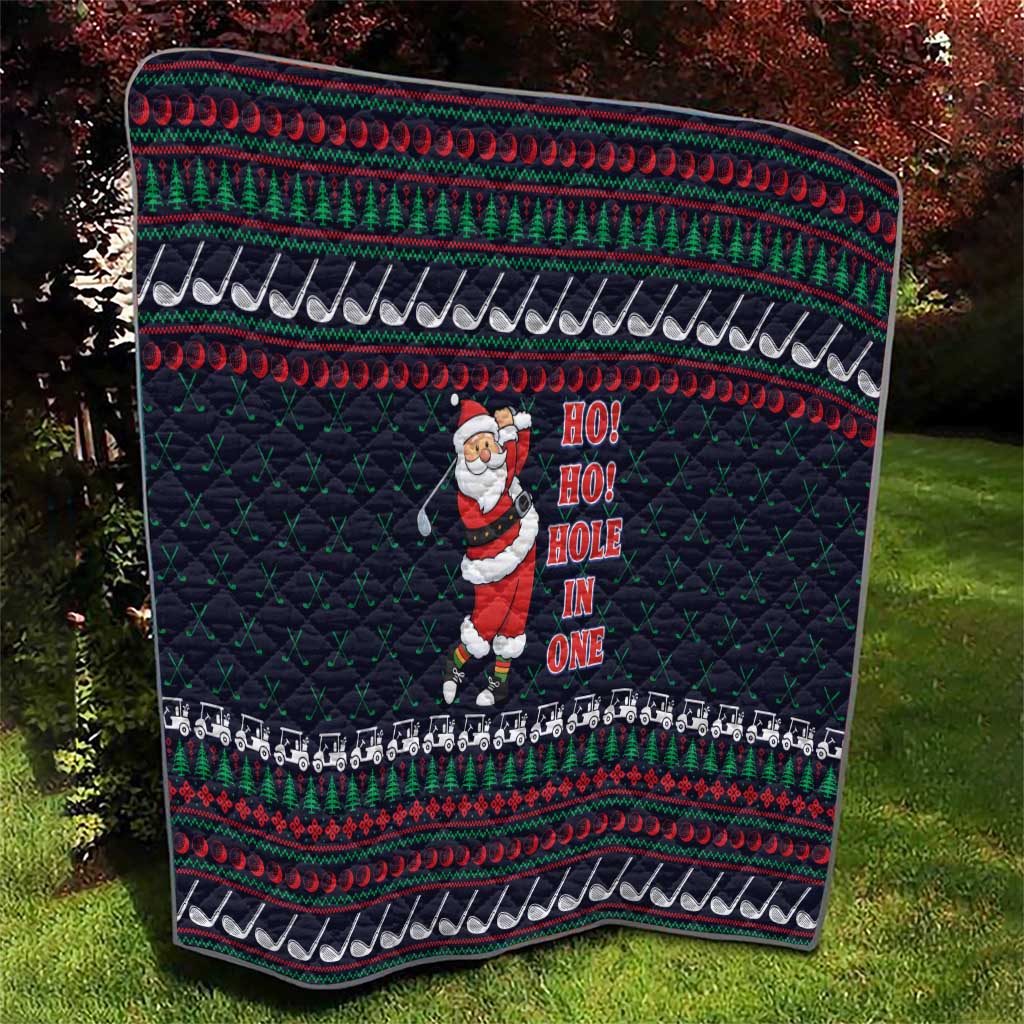 Santa Hole in One Christmas Quilt with Golf Clubs and Festive Pattern - Wonder Print Shop