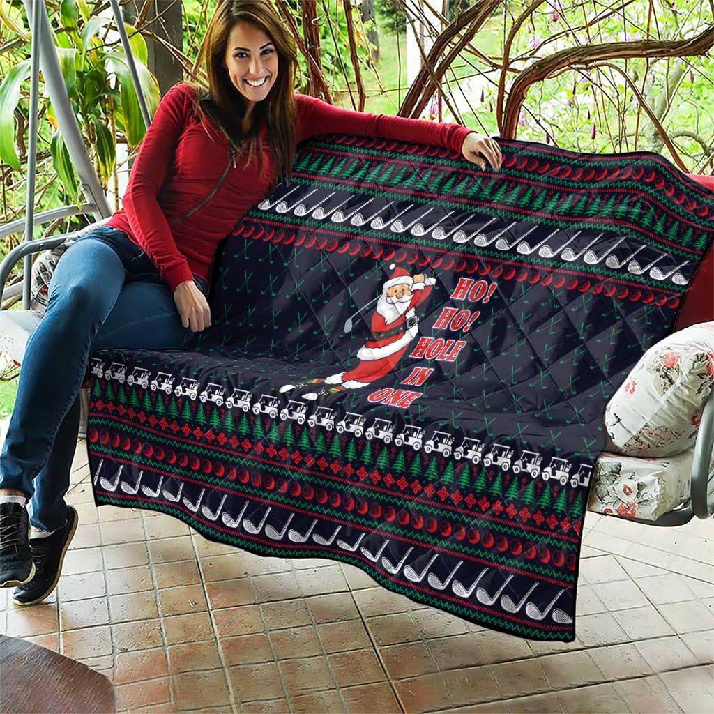 Santa Hole in One Christmas Quilt with Golf Clubs and Festive Pattern - Wonder Print Shop