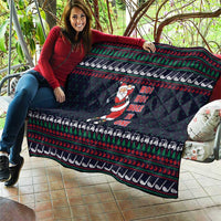 Santa Hole in One Christmas Quilt with Golf Clubs and Festive Pattern - Wonder Print Shop